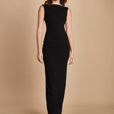 maxidress con scollo a barca e schiena nuda IMOGEN BLACK solace 