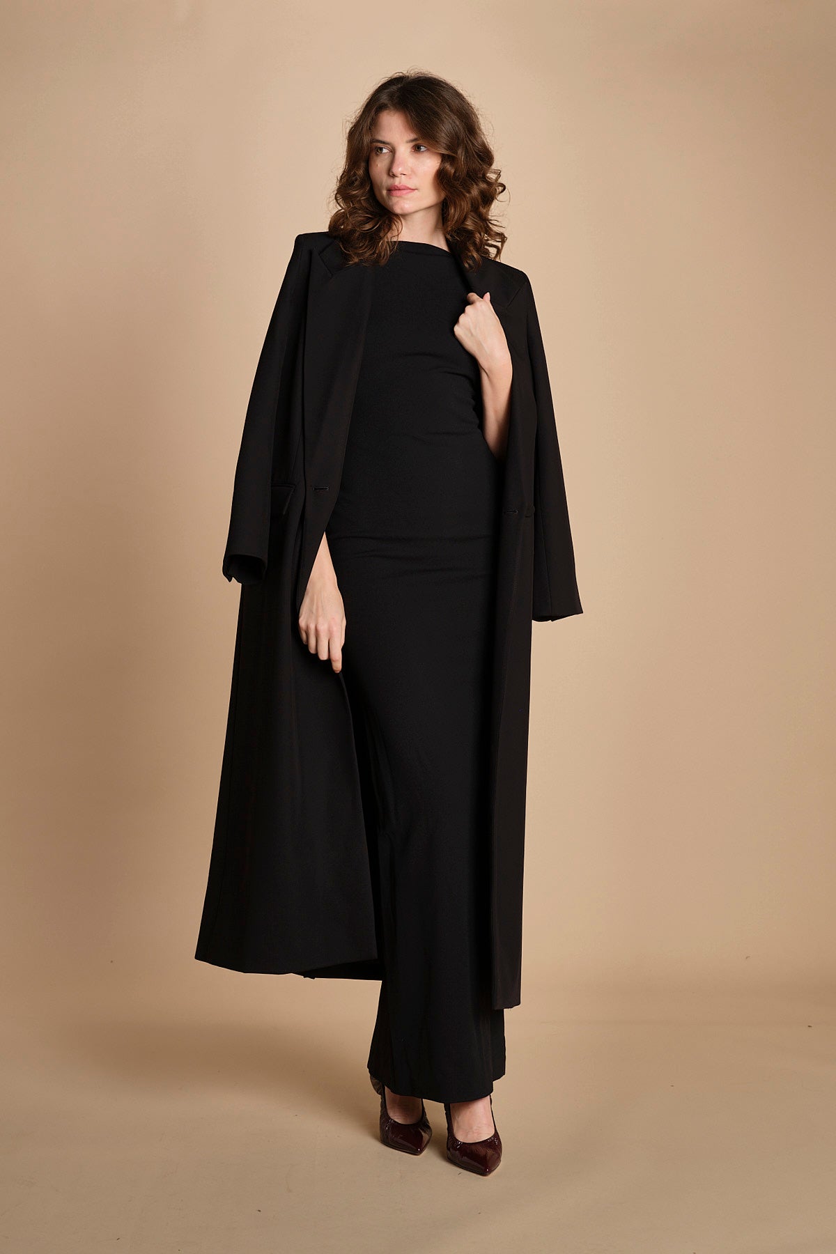 maxidress con scollo a barca e schiena nuda IMOGEN BLACK solace 