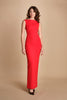 maxidress con scollo a barca e schiena nuda