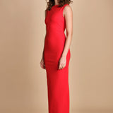 maxidress con scollo a barca e schiena nuda IMOGEN RED solace 