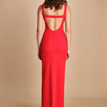 maxidress con scollo a barca e schiena nuda IMOGEN RED solace 