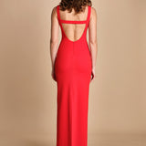 maxidress con scollo a barca e schiena nuda IMOGEN RED solace 