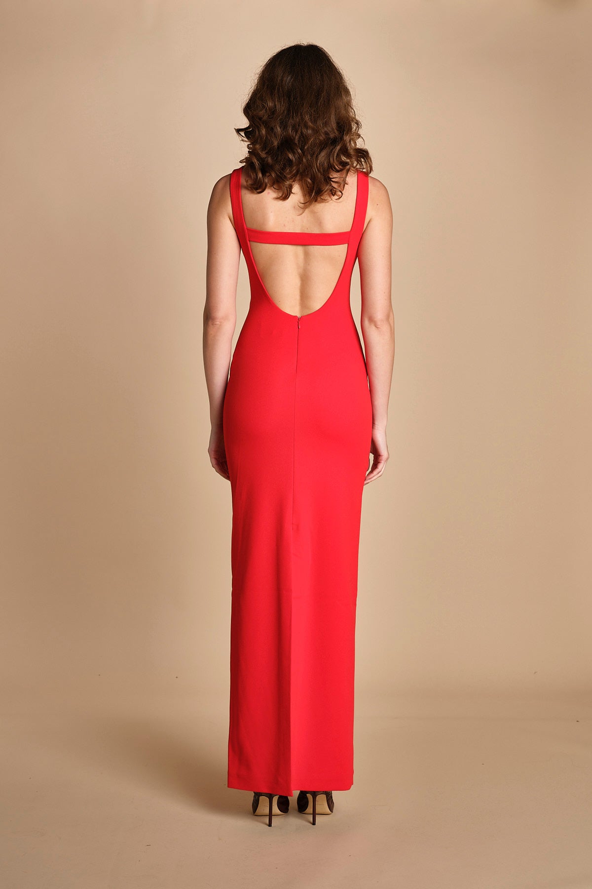 maxidress con scollo a barca e schiena nuda IMOGEN RED solace 