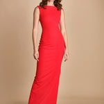 maxidress con scollo a barca e schiena nuda IMOGEN RED solace 