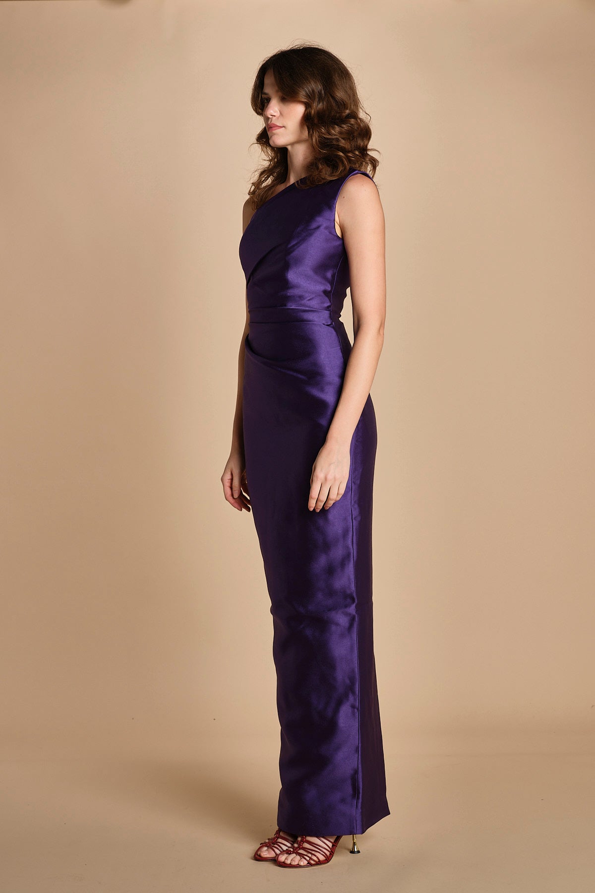 maxidress in taffetà KIRA RAISIN solace 