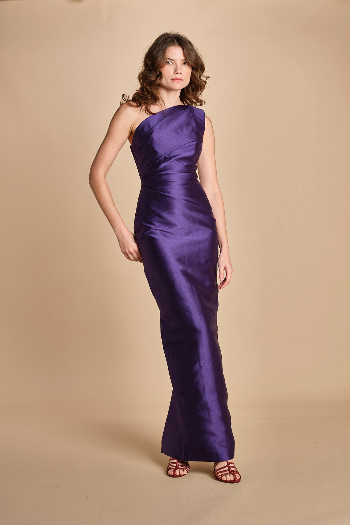 maxidress in taffetà KIRA RAISIN solace 