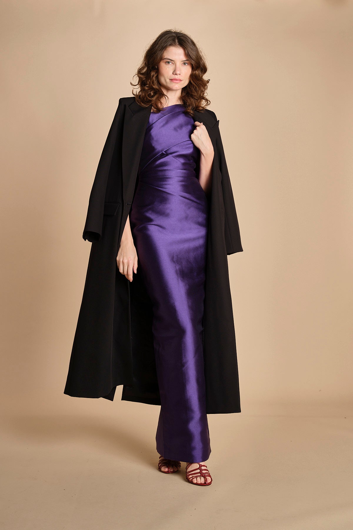maxidress in taffetà KIRA RAISIN solace 