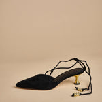 decolté in suede con lacci alla caviglia ODESSA 50 F887SDE BLK studio AMELIA 