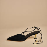 decolté in suede con lacci alla caviglia ODESSA 50 F887SDE BLK studio AMELIA 