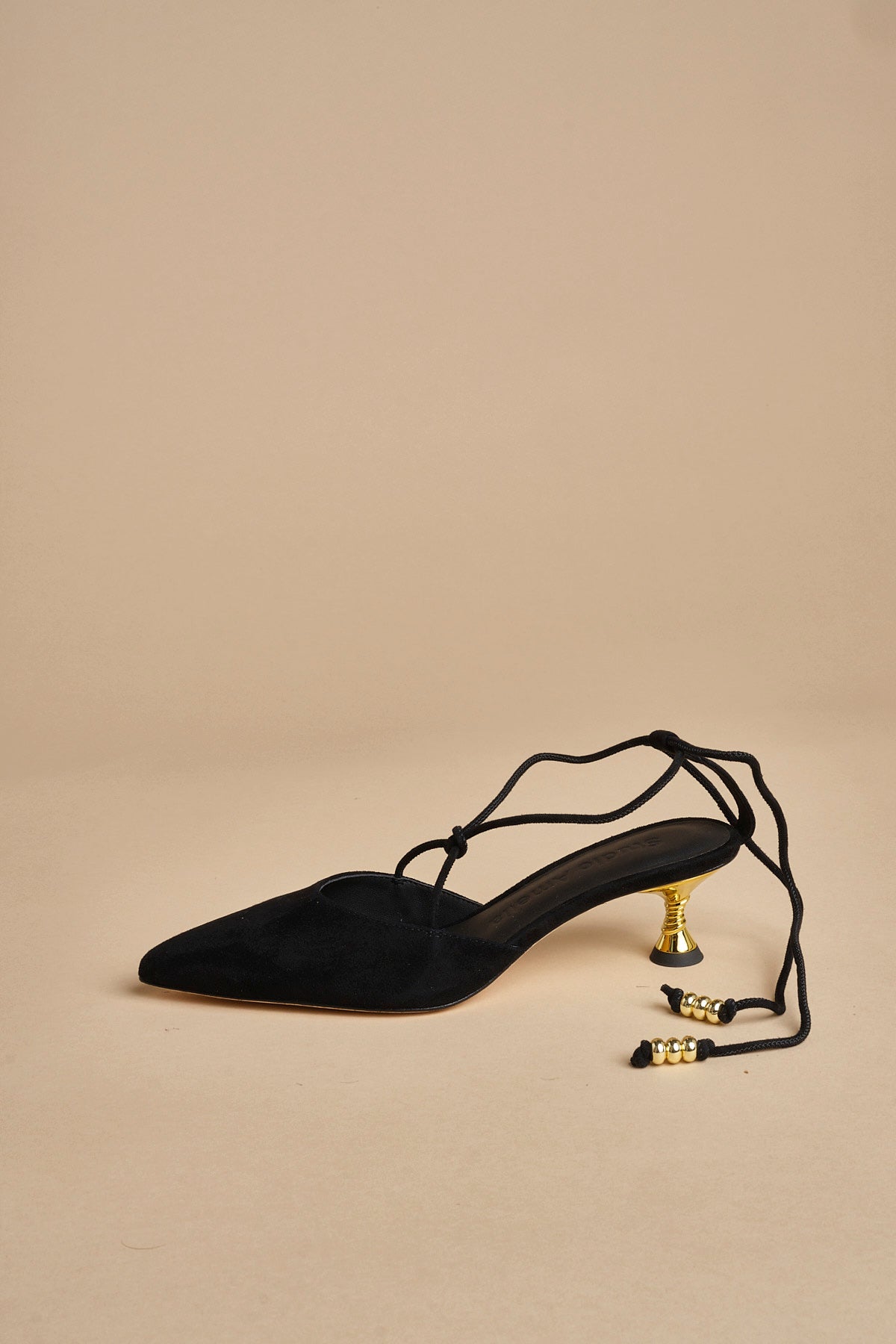 decolté in suede con lacci alla caviglia ODESSA 50 F887SDE BLK studio AMELIA 