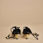 decolté in suede con lacci alla caviglia ODESSA 50 F887SDE BLK studio AMELIA 