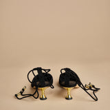 decolté in suede con lacci alla caviglia ODESSA 50 F887SDE BLK studio AMELIA 