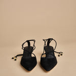 decolté in suede con lacci alla caviglia ODESSA 50 F887SDE BLK studio AMELIA 