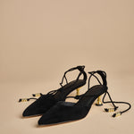 decolté in suede con lacci alla caviglia ODESSA 50 F887SDE BLK studio AMELIA 