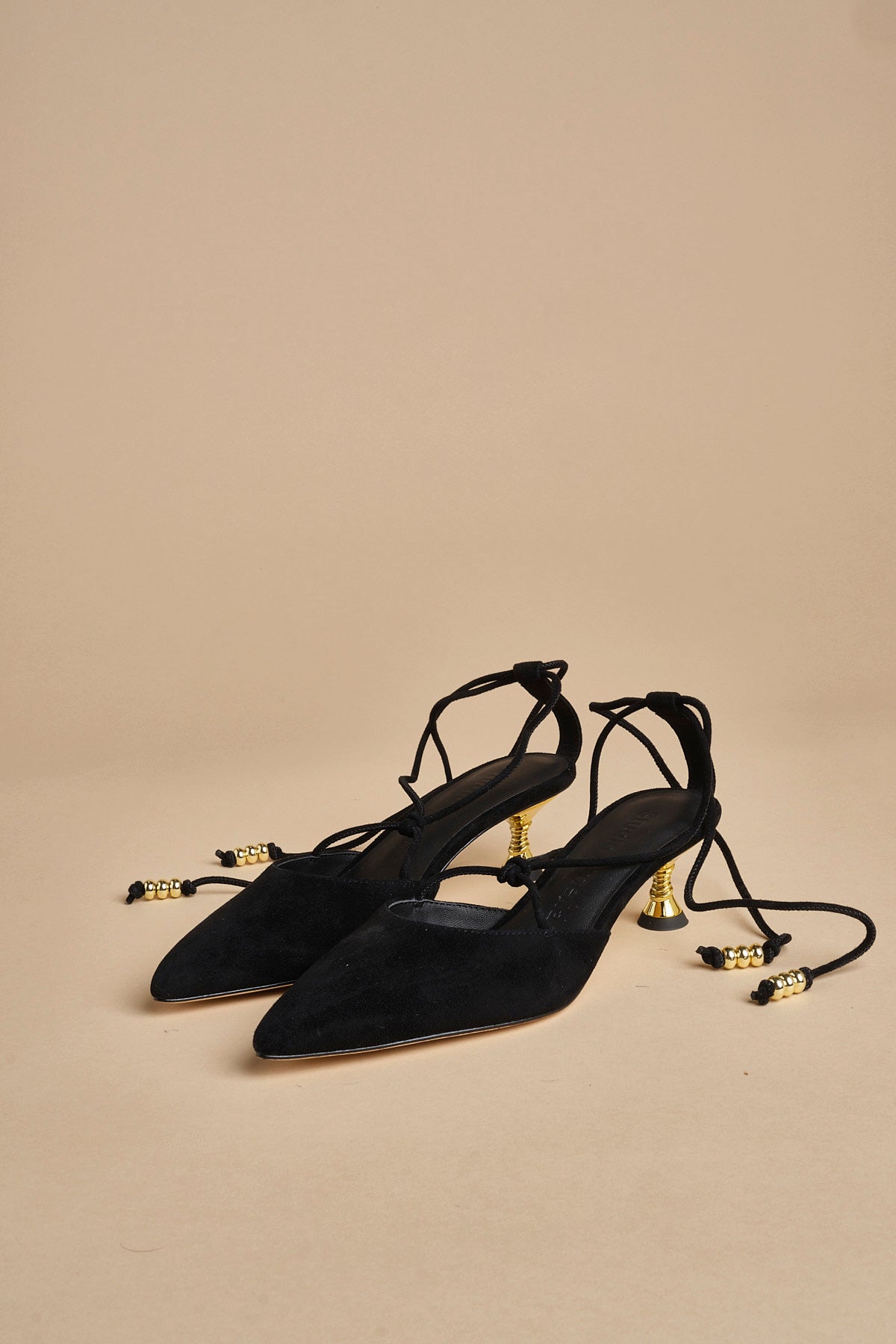 decolté in suede con lacci alla caviglia ODESSA 50 F887SDE BLK studio AMELIA 