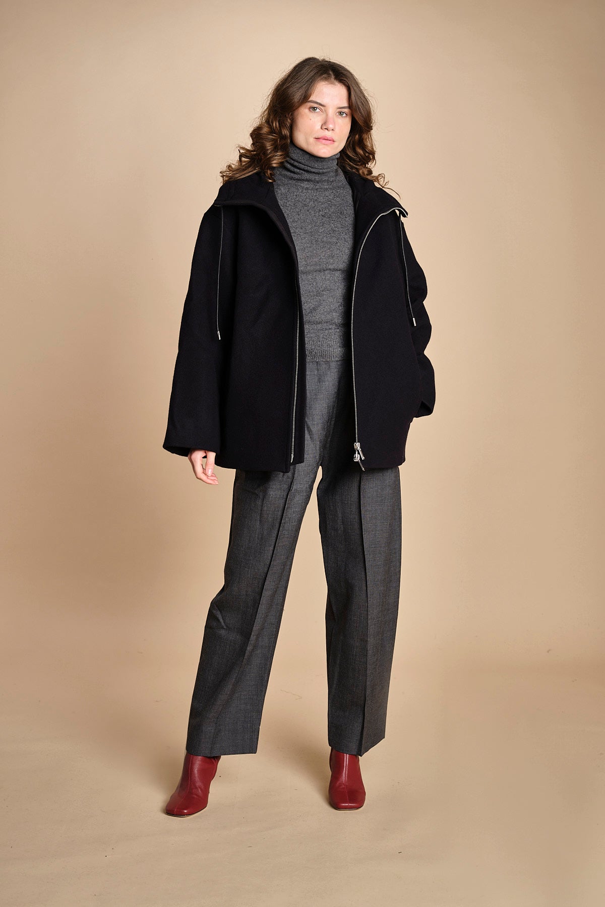 pantalone in tela con 2 pinces ACUNA SNW SLATE MELANGE studio nicholson 