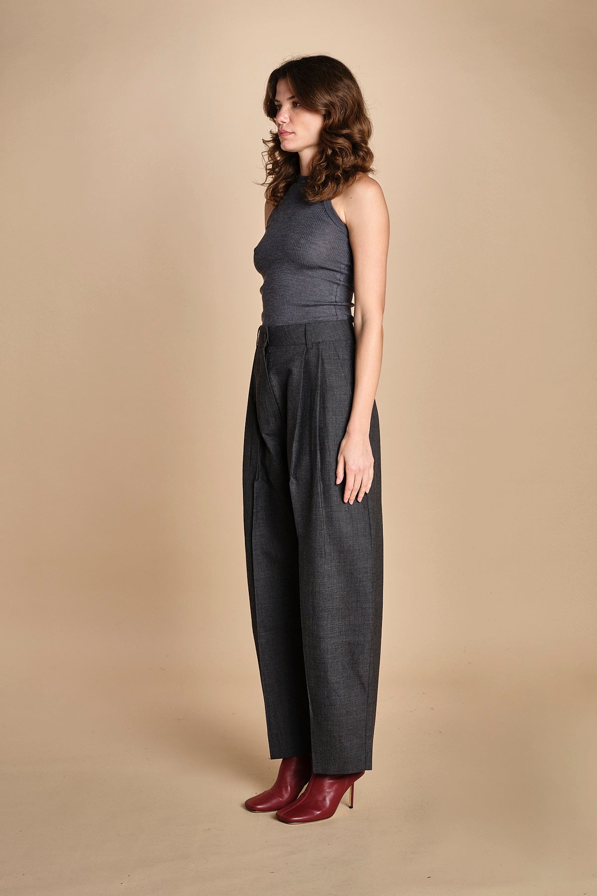 pantalone in tela con 2 pinces ACUNA SNW SLATE MELANGE studio nicholson 