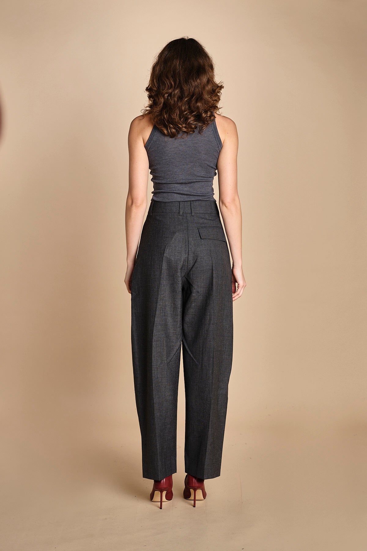pantalone in tela con 2 pinces ACUNA SNW SLATE MELANGE studio nicholson 