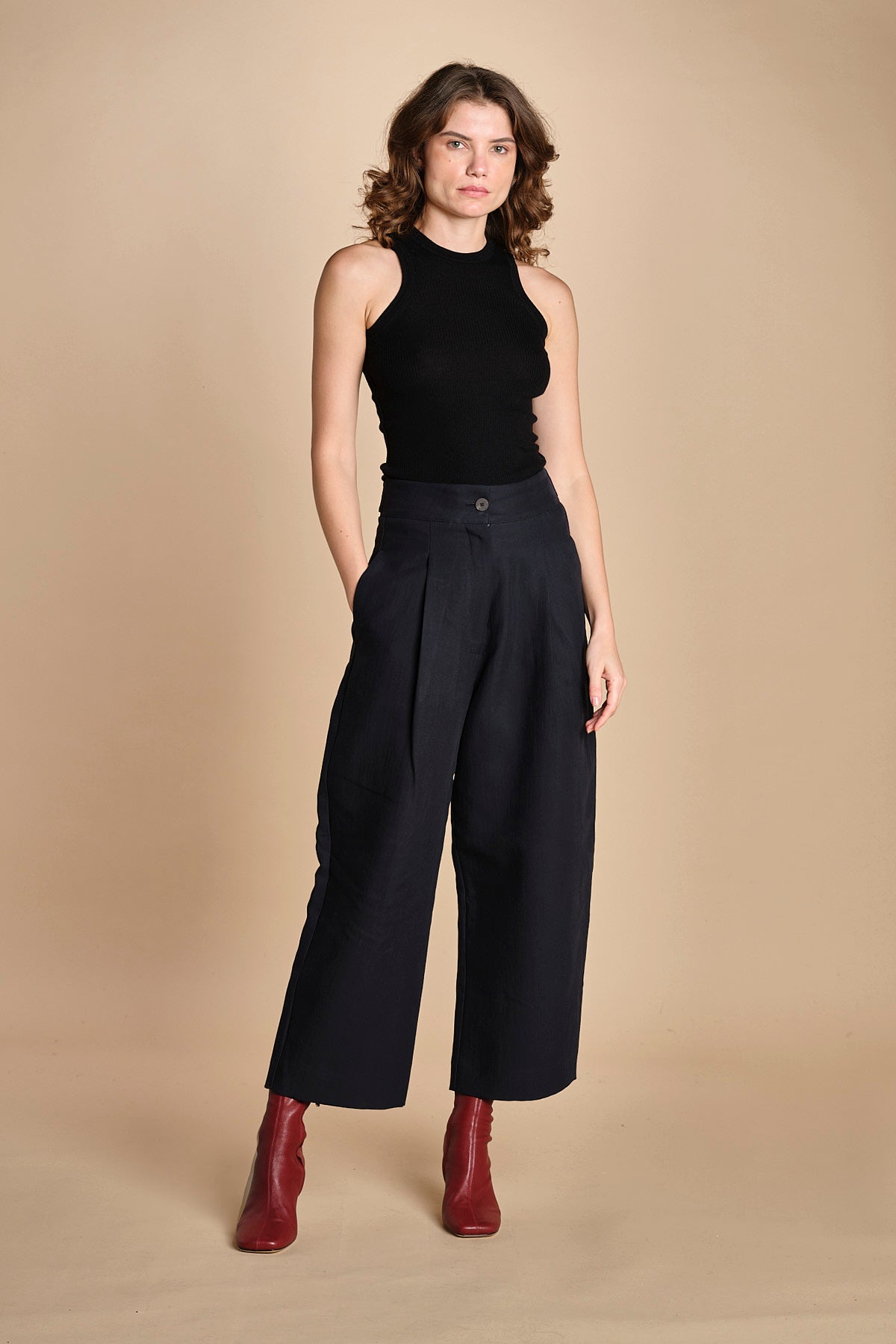pantalone in cotone double FELLINI SNW DARKEST NAVY studio nicholson 