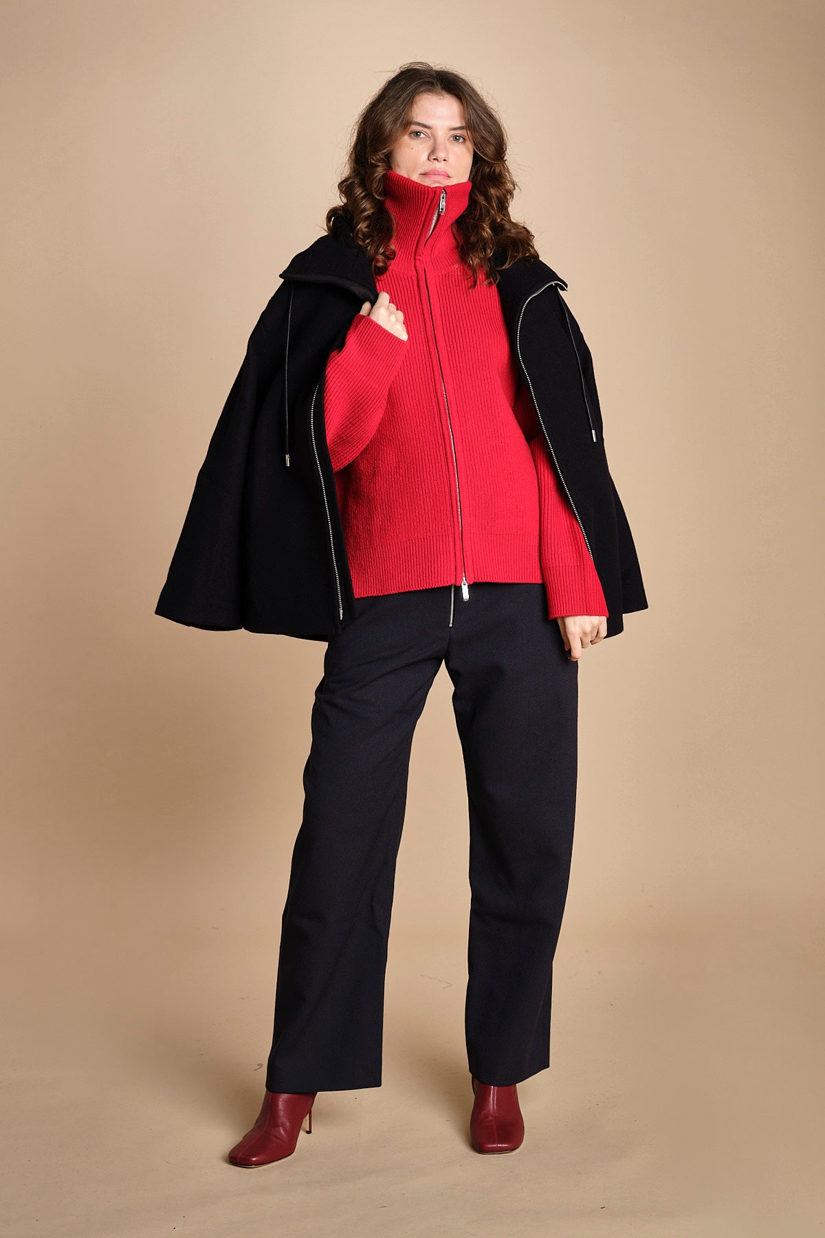 maglia a coste con la zip SANDOS CRIMSON studio nicholson 