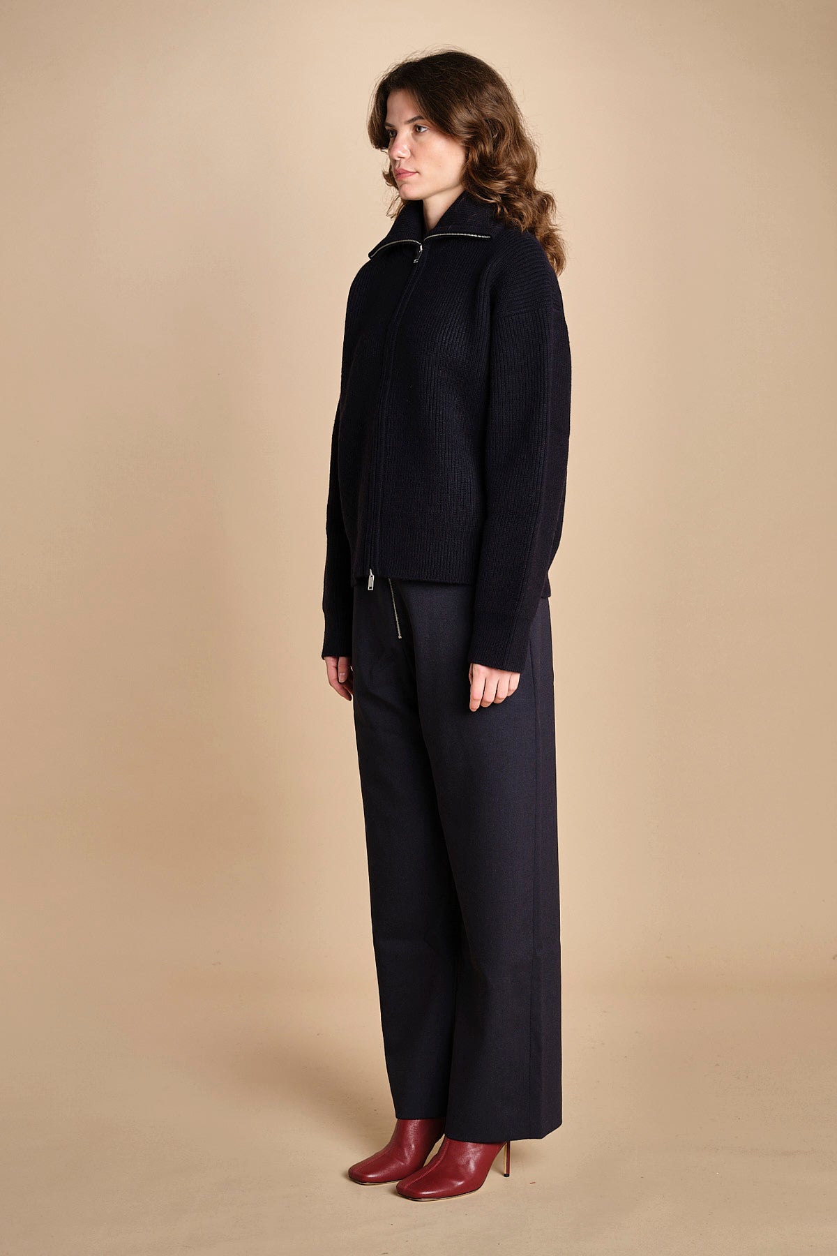 maglia a coste con la zip SANDOS DARKEST NAVY studio nicholson 