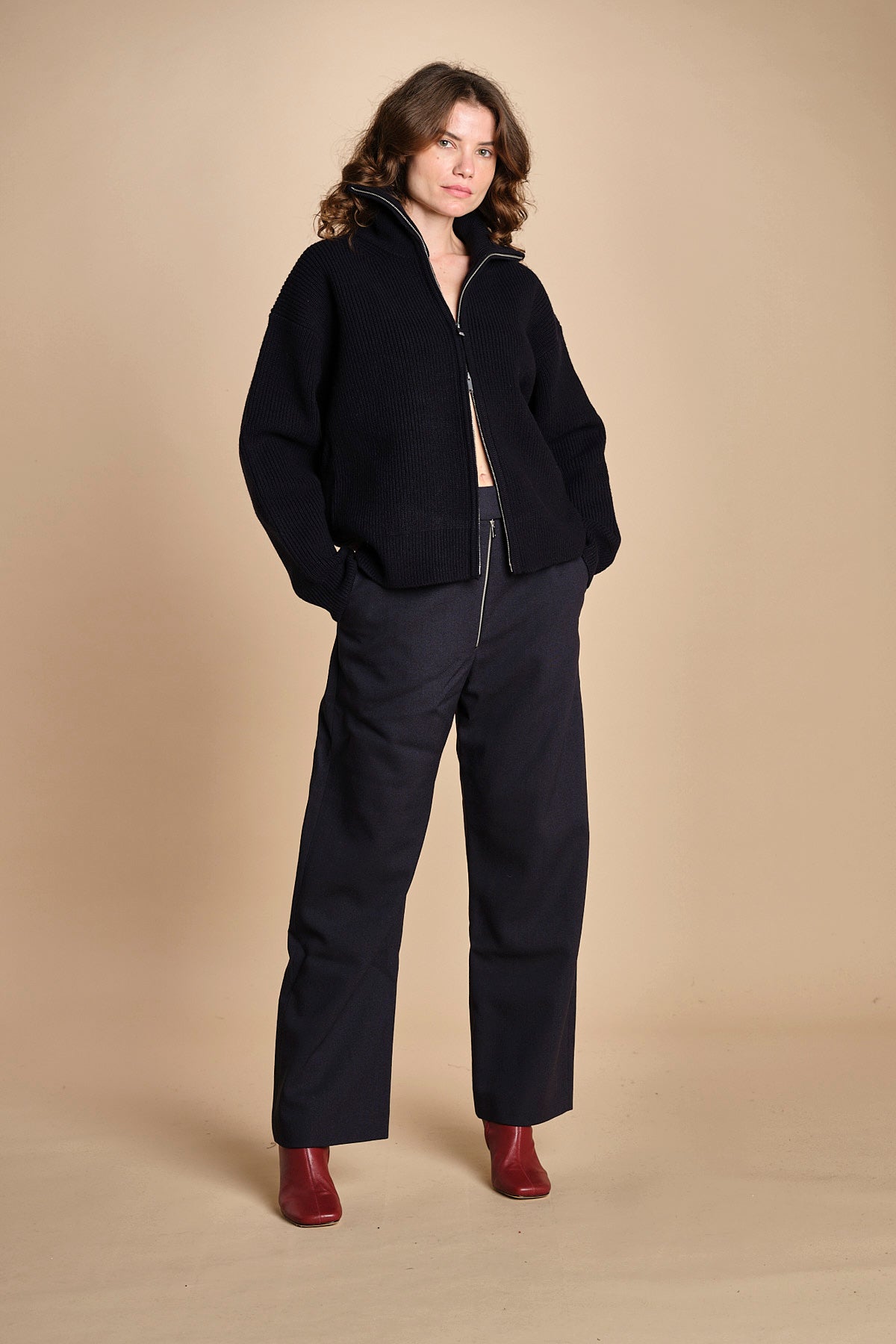 pantalone con zip TROUVI SNW DARKEST NAVY studio nicholson 