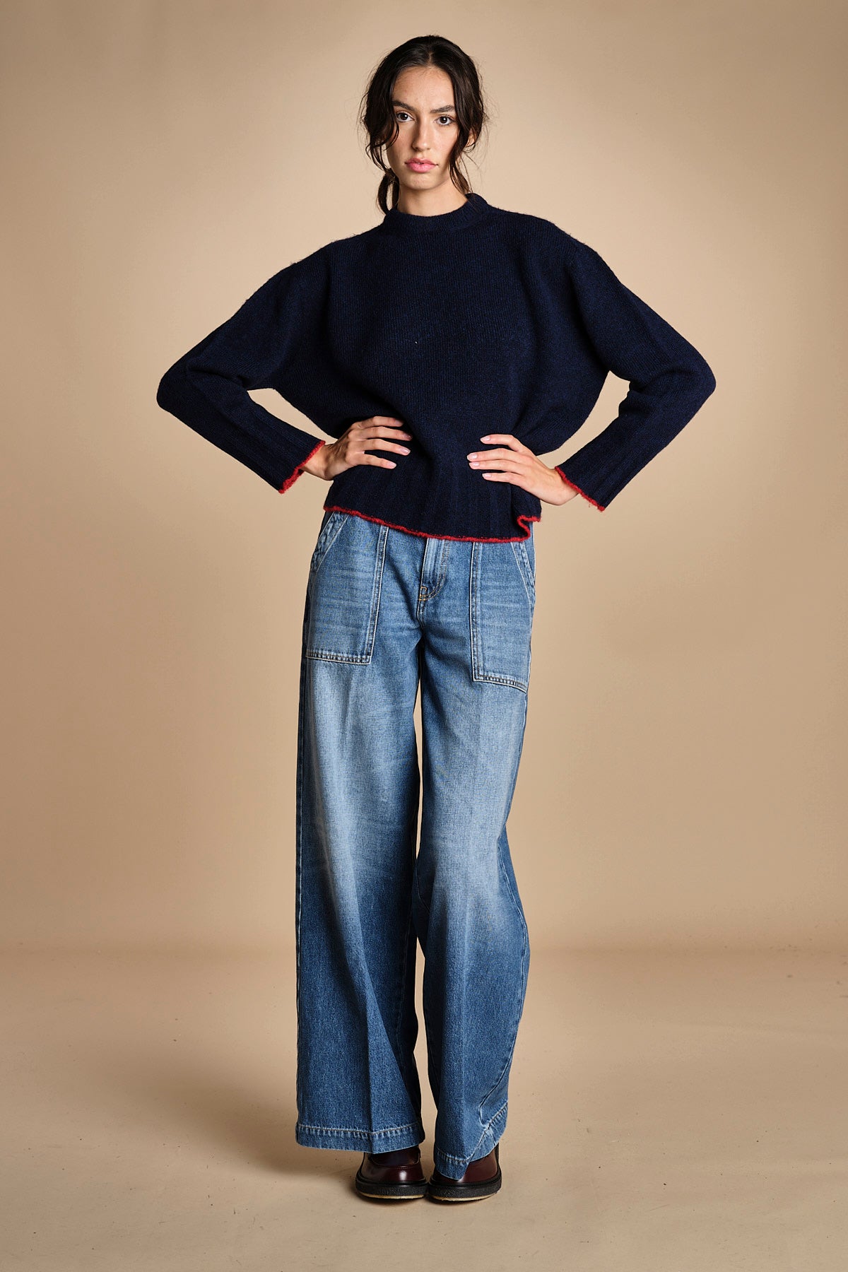 maglia girocollo over CLAUDIA GIROCOLLO BLUNAVY_ROSSO tenne' 