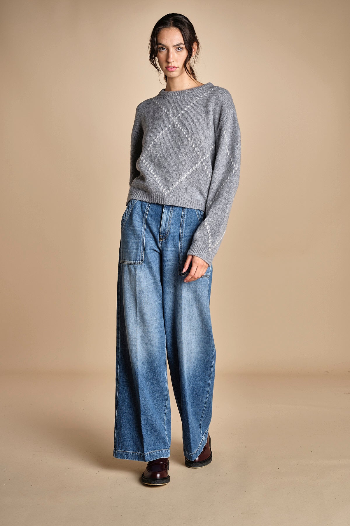 maglia girocollo con rombi CORNELIA GRIGIO tenne' 
