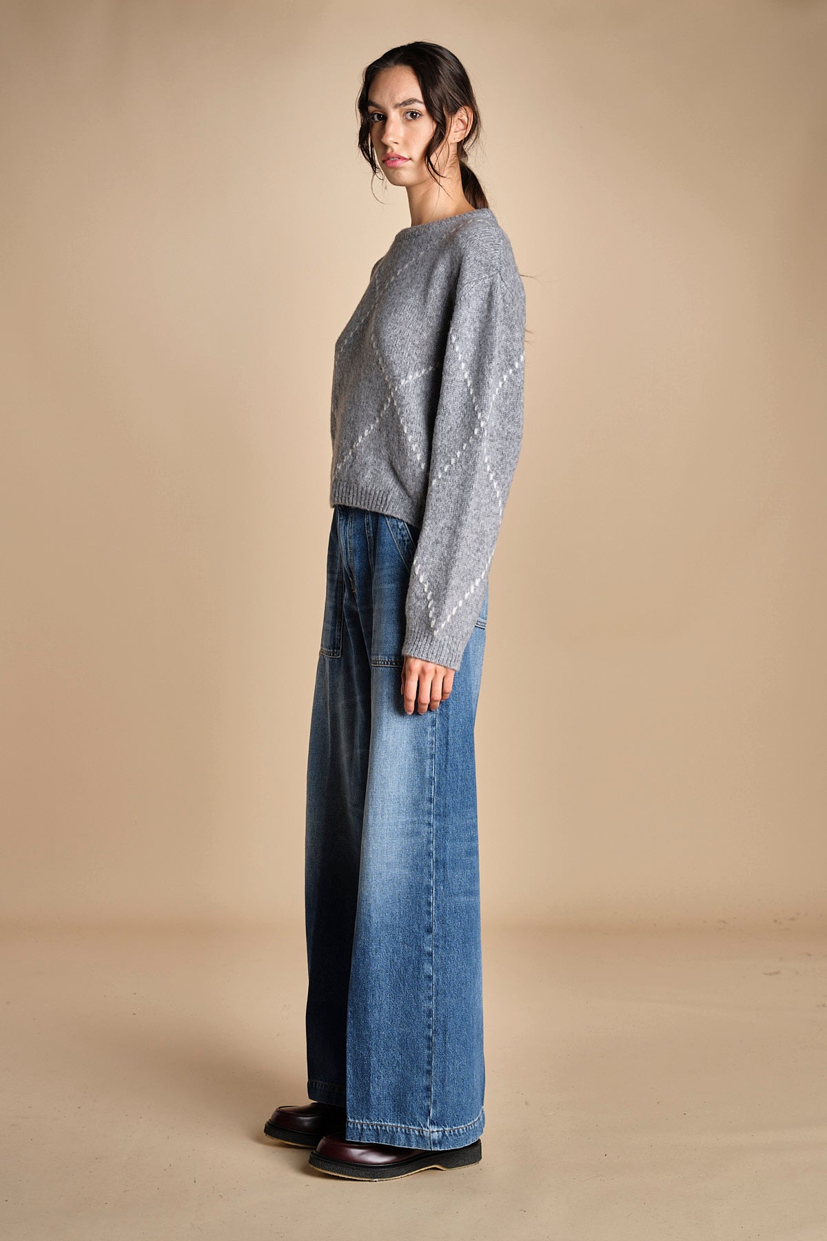 maglia girocollo con rombi CORNELIA GRIGIO tenne' 