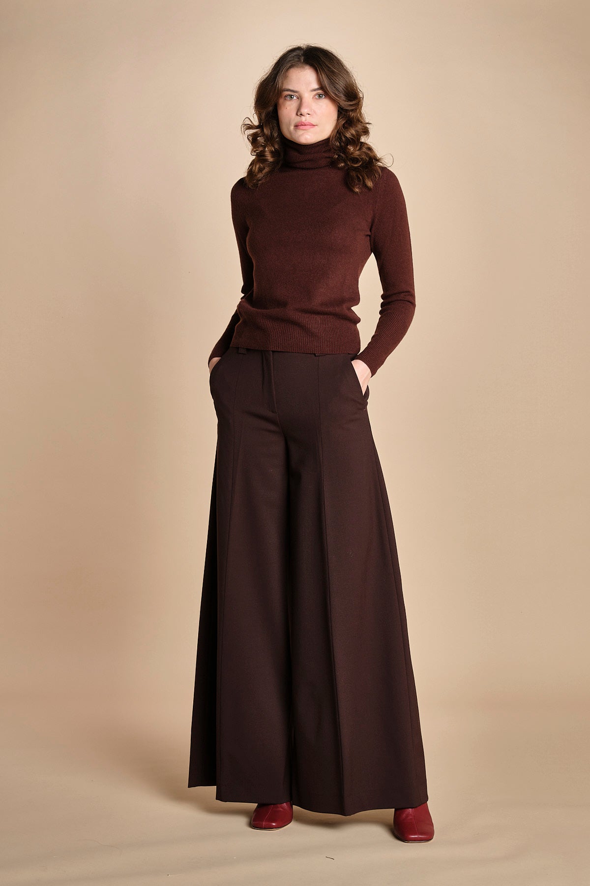 pantalone palazzo ALMA TLWC3101W0206ABTPB BROWN T0215 the latest 