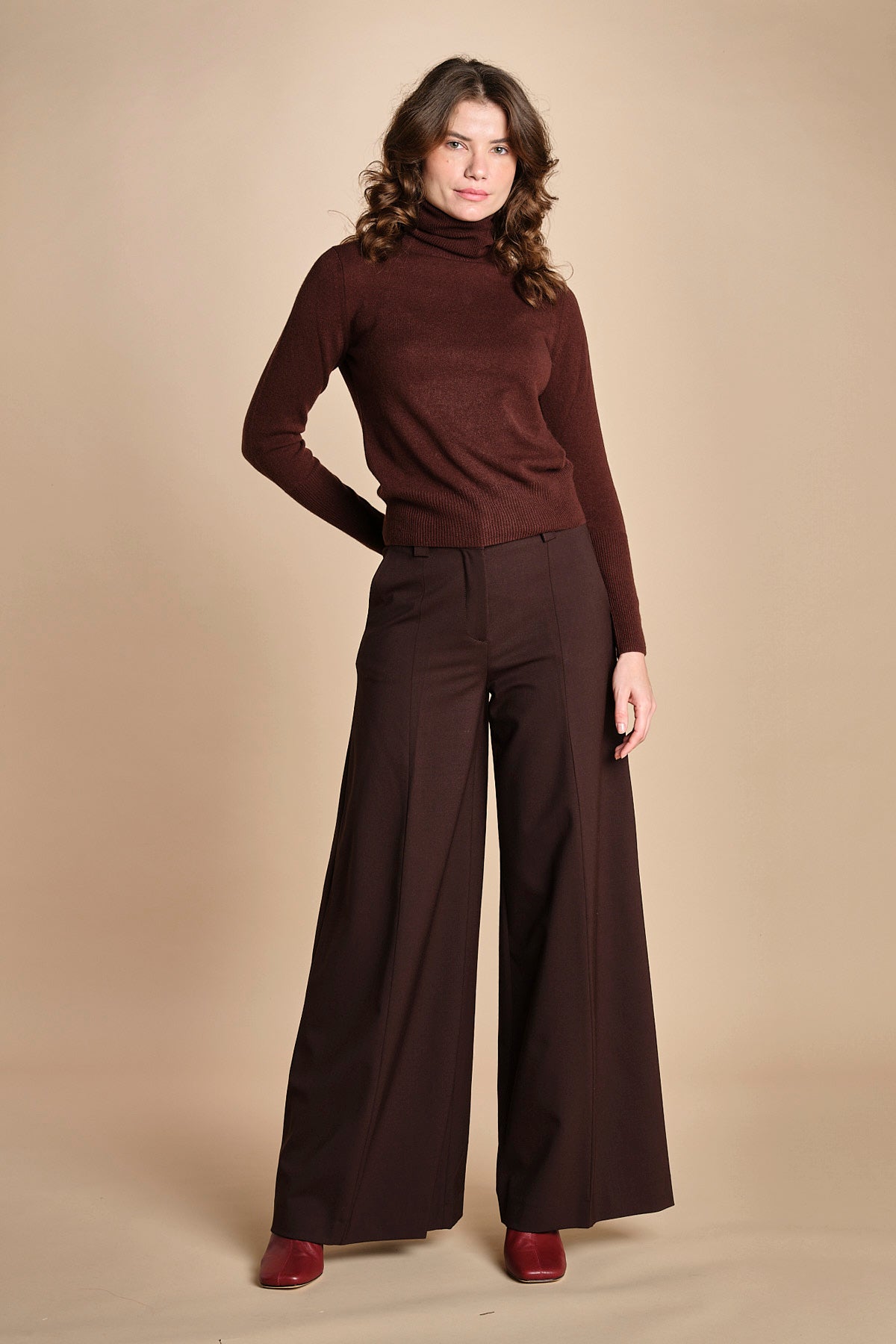 pantalone palazzo ALMA TLWC3101W0206ABTPB BROWN T0215 the latest 