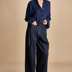 camicia da uomo in voille lana DANY NAVY BLUE true avenue 
