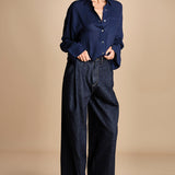 camicia da uomo in voille lana DANY NAVY BLUE true avenue 