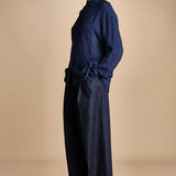 camicia da uomo in voille lana DANY NAVY BLUE true avenue 
