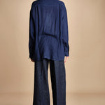 camicia da uomo in voille lana DANY NAVY BLUE true avenue 