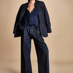 camicia da uomo in voille lana DANY NAVY BLUE true avenue 