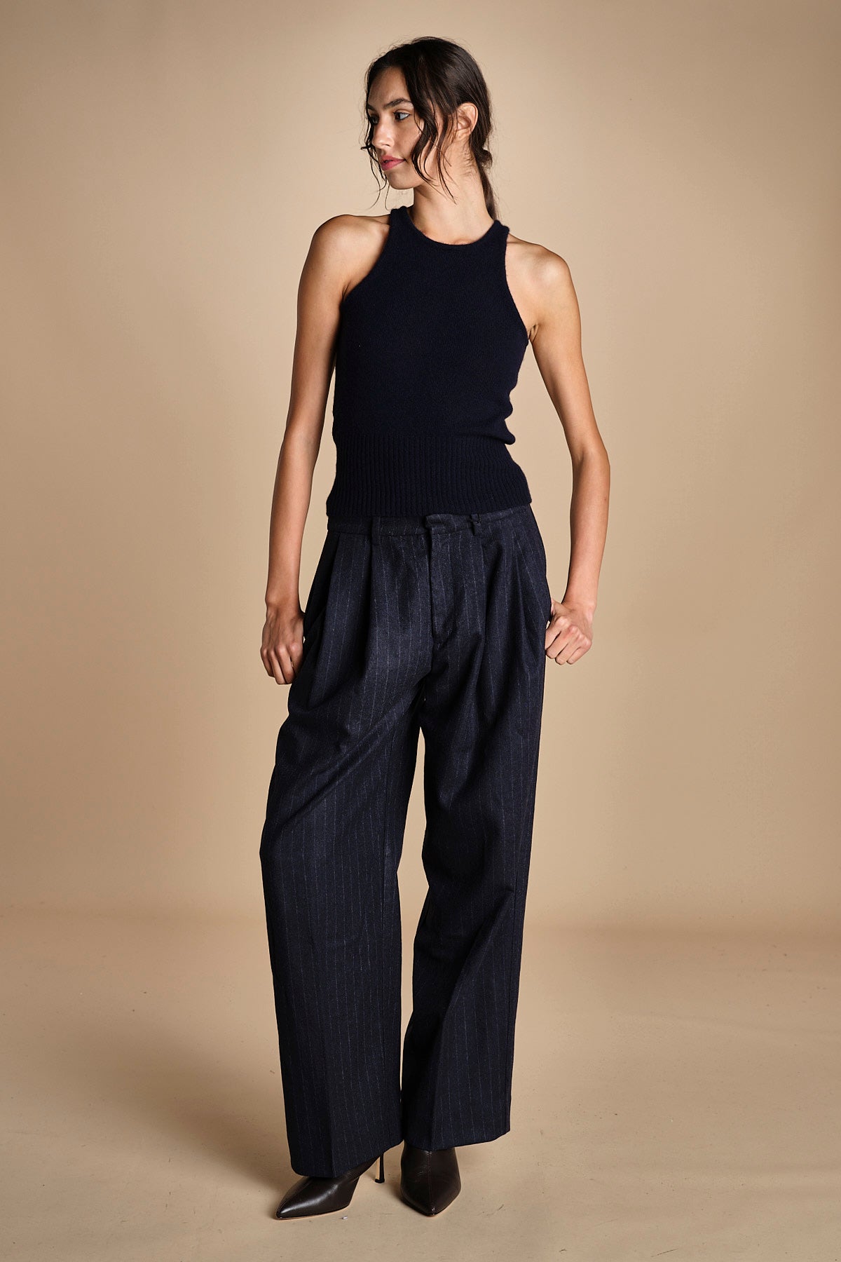 pantaloni in tela lana NOEMI NAVYBLUE true avenue 