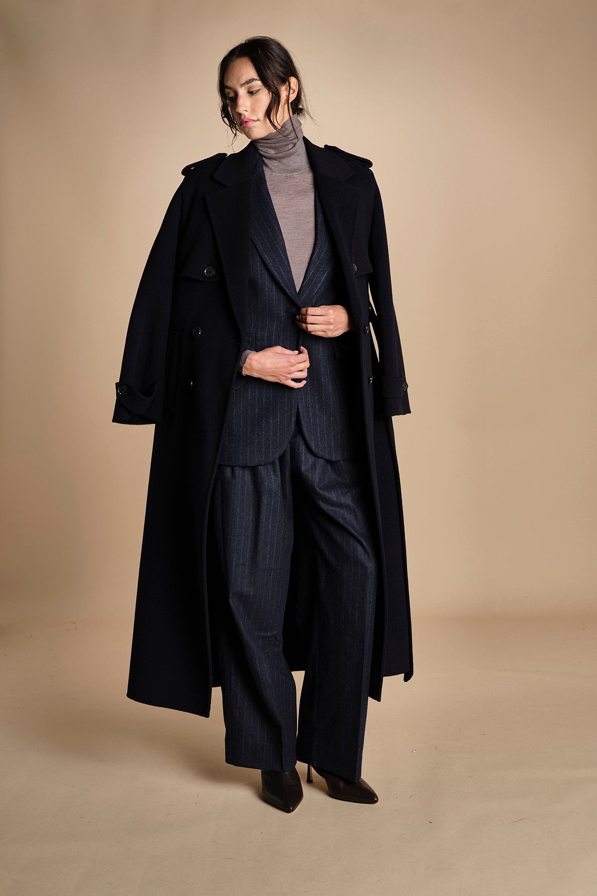 pantaloni in tela lana NOEMI NAVYBLUE true avenue 