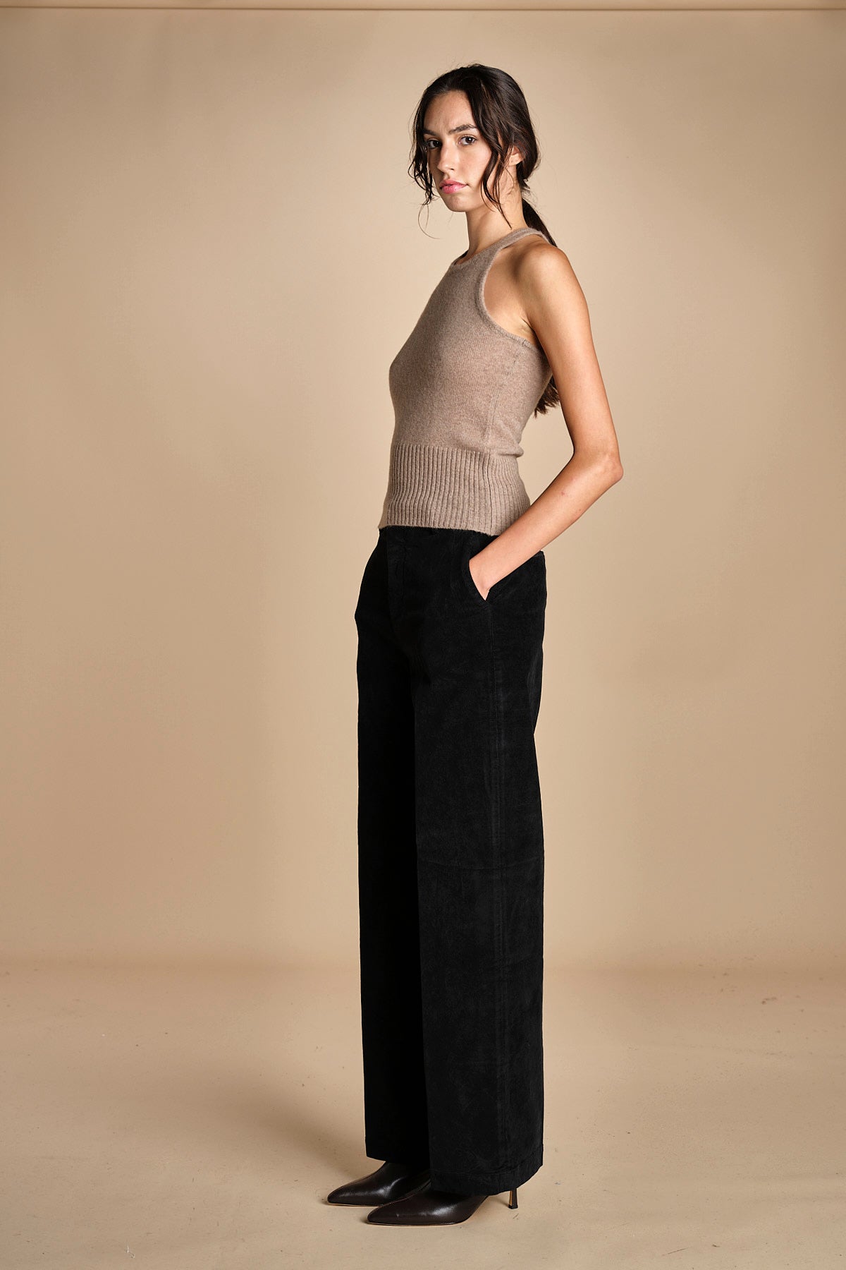 pantalone dritto in fustagno OLIMPIA BLACK true avenue 