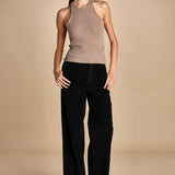pantalone dritto in fustagno OLIMPIA BLACK true avenue 