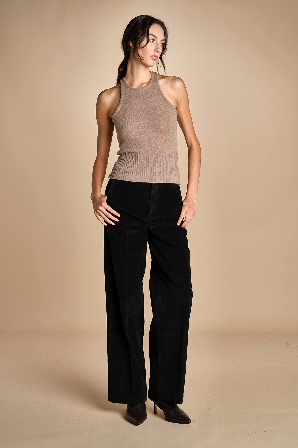 pantalone dritto in fustagno OLIMPIA BLACK true avenue 