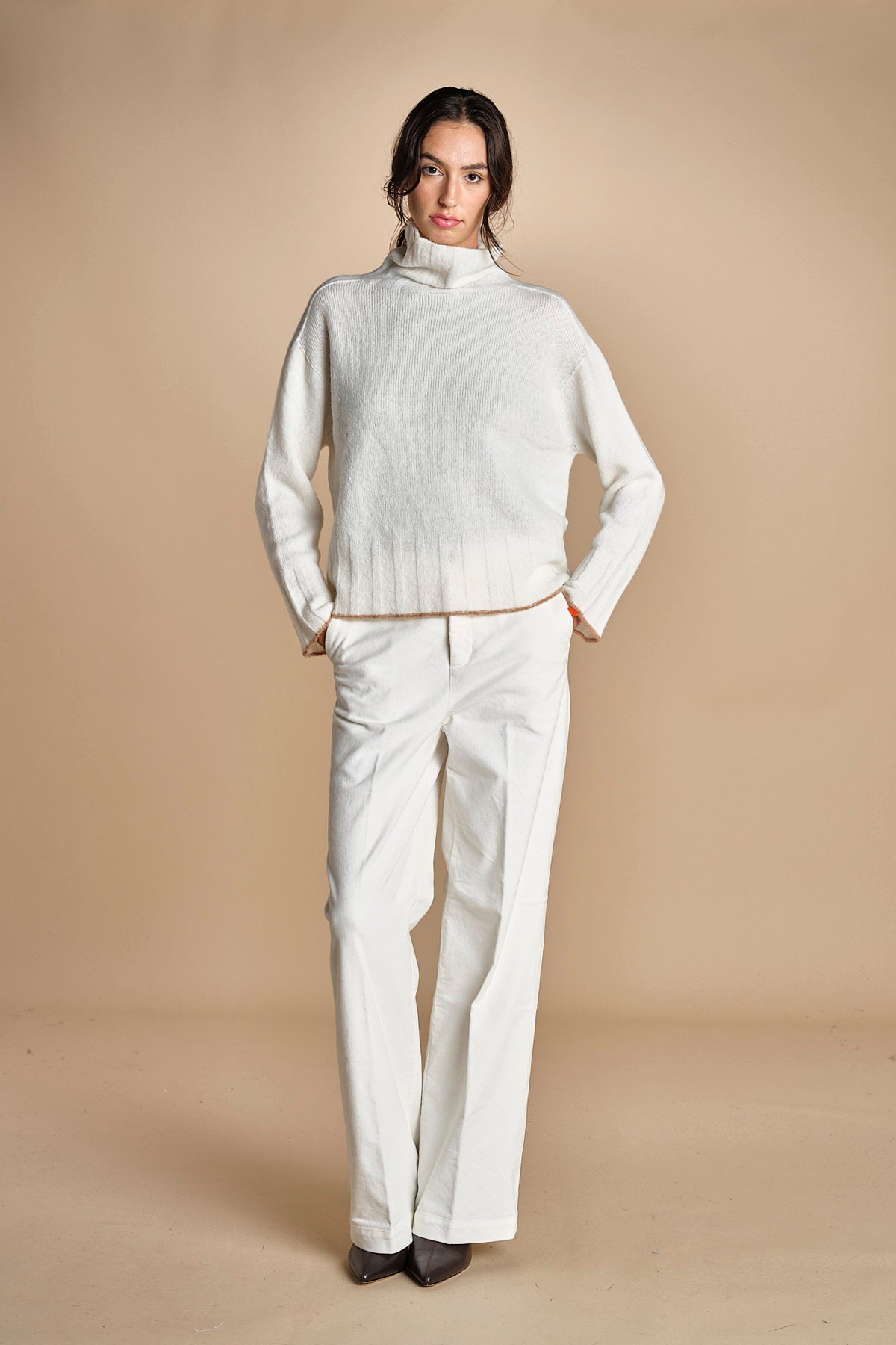 pantalone in fustagno OLIMPIA IVORY true avenue 
