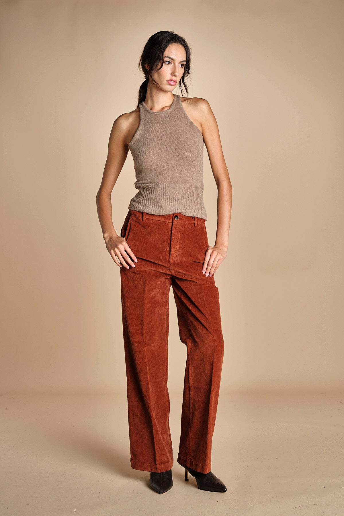 pantalone dritto in fustagno OLIMPIA RUSSETED true avenue 