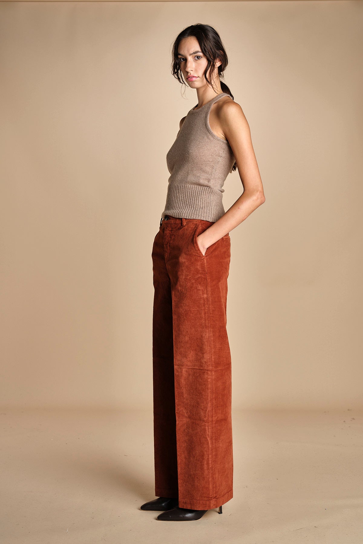 pantalone dritto in fustagno OLIMPIA RUSSETED true avenue 