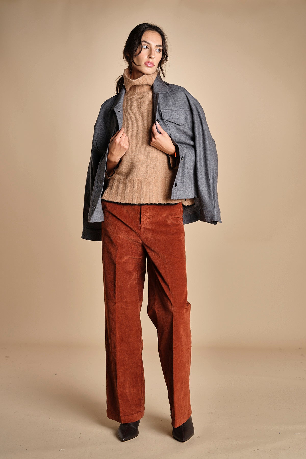 pantalone dritto in fustagno OLIMPIA RUSSETED true avenue 