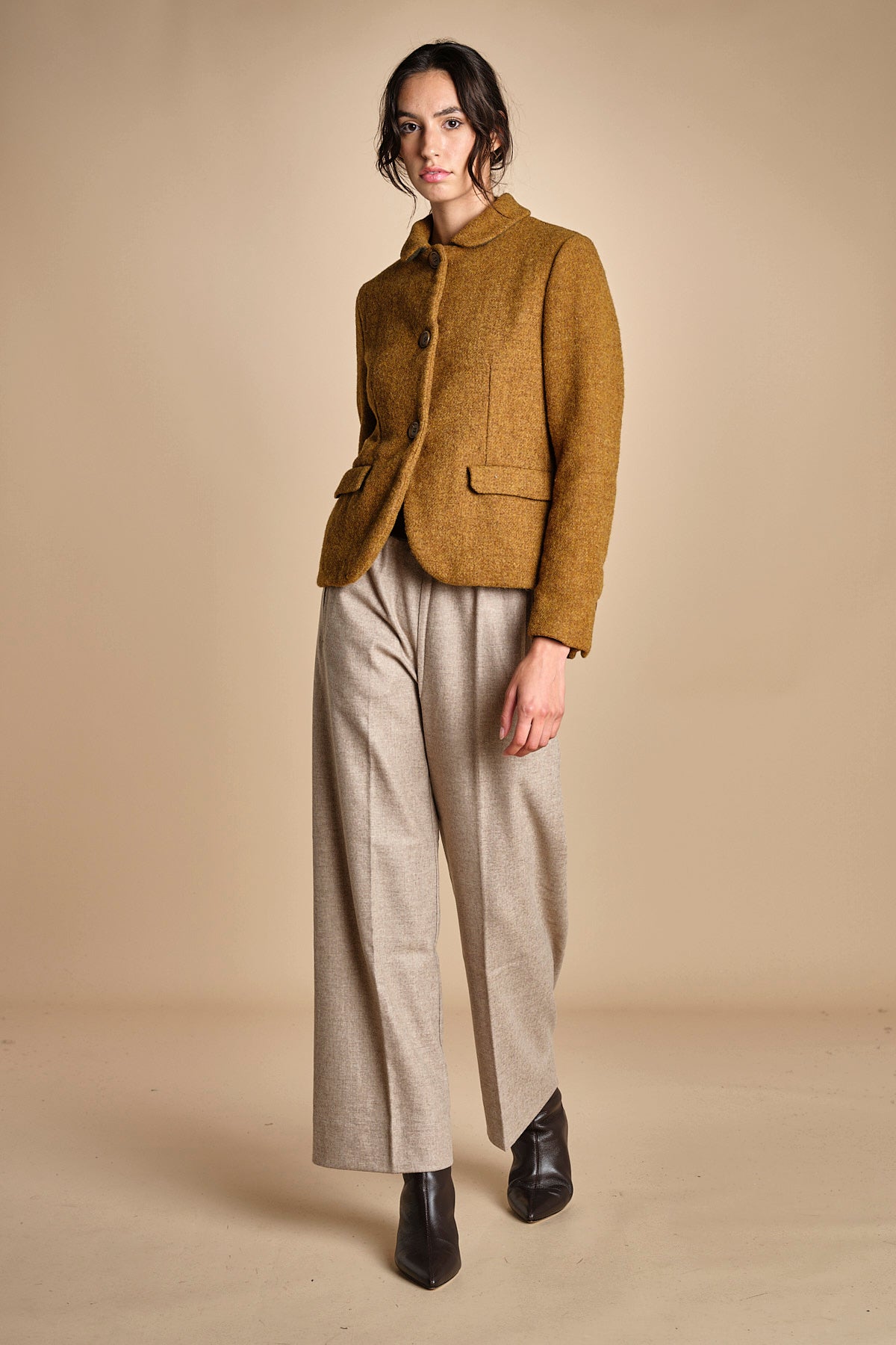 pantalone con elastico in punto milano PENSIL BEIGE true avenue 