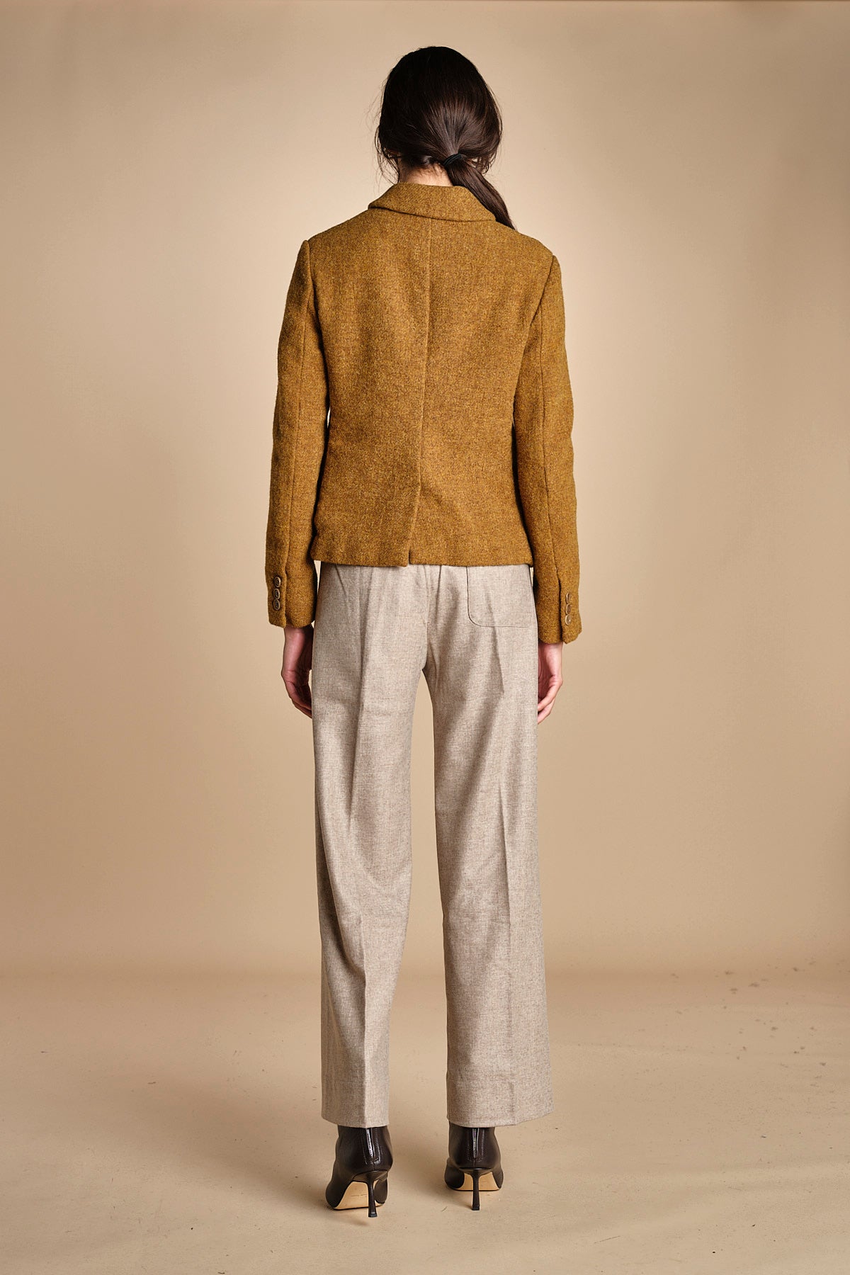pantalone con elastico in punto milano PENSIL BEIGE true avenue 