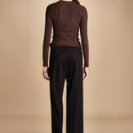 pantalone con elastico in punto milano PENSIL BLACK true avenue 