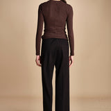 pantalone con elastico in punto milano PENSIL BLACK true avenue 