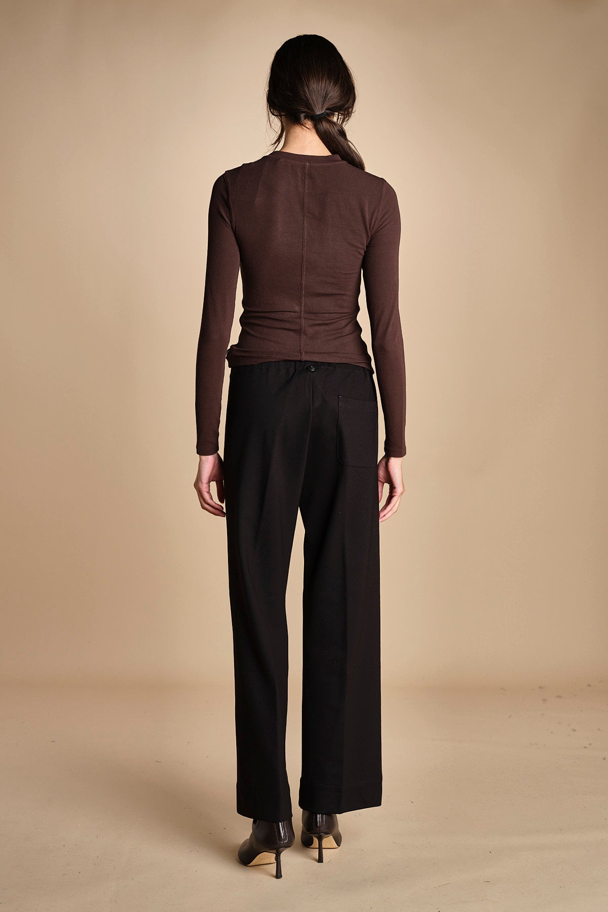 pantalone con elastico in punto milano PENSIL BLACK true avenue 